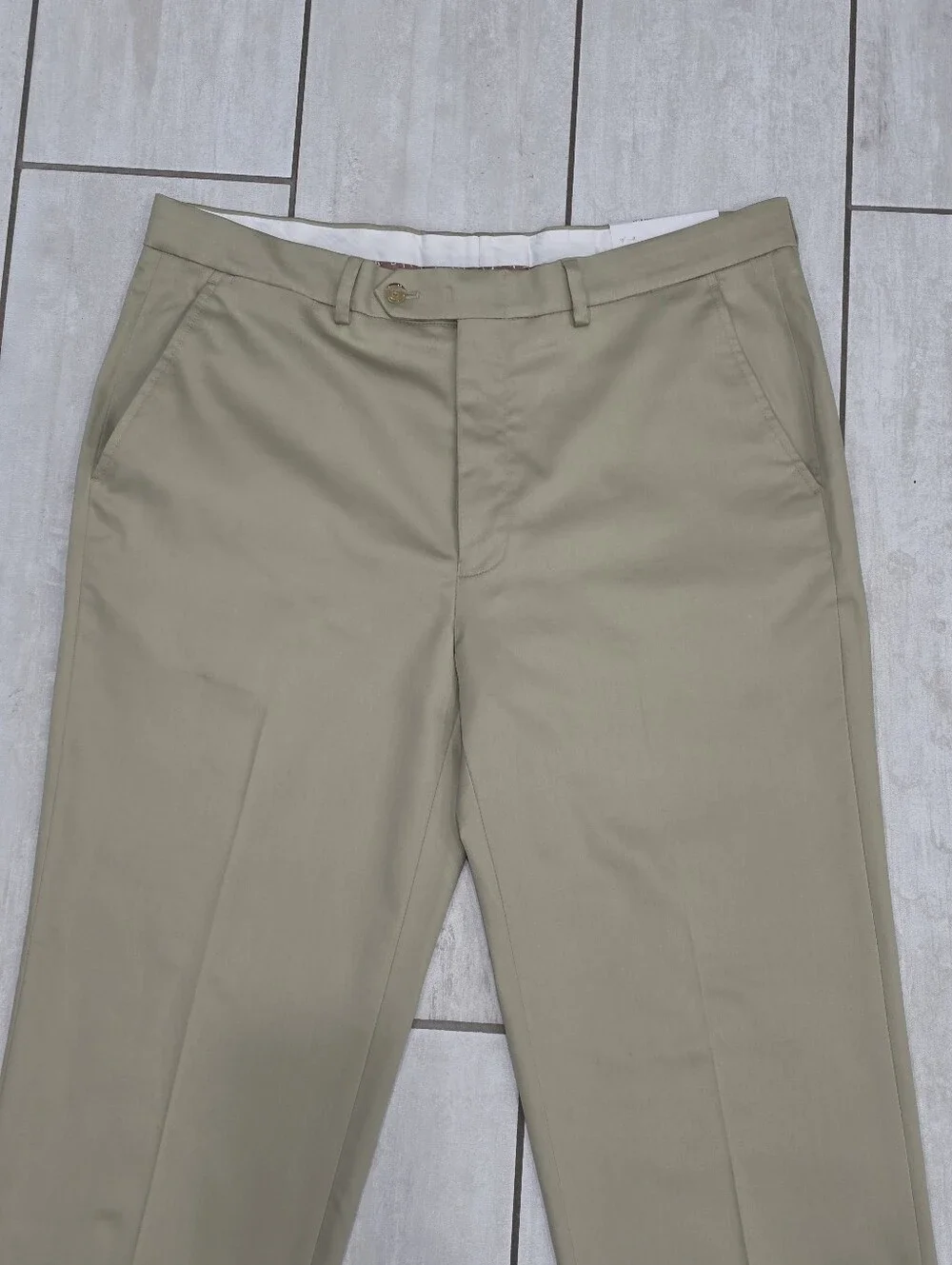 NAUTICA Men's Flat-Front Khaki Dress Pants Chinos - Tan Beige Business Casual